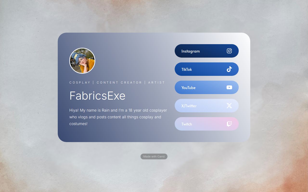 Carrd profile picture for @fabrics